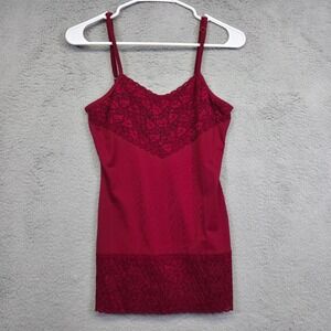 Y2K Studio Y Tank Top Womens S Red Floral Lace‎ Trim Babydoll Elegant Timeless